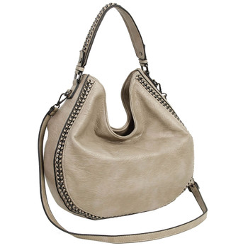 Taupe Hobo Crossbody Purse front view