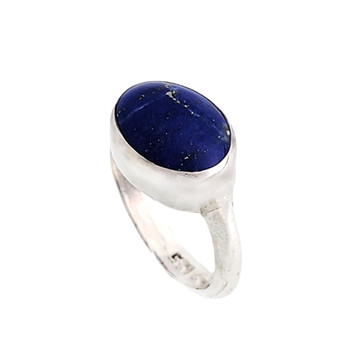 Oval Lapis sterling silver ring. 