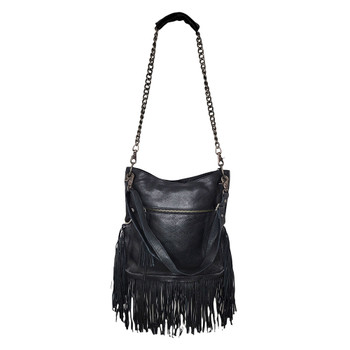 Black Boho Bag | Real Leather | Fringe Purse | Bohemian Bags | Hobo Tote  Handbag: Handbags: Amazon.com