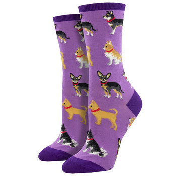 Doggy Style Women's Purple Crew Socks
