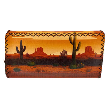 Desert Cactus Sunset Faux Leather Wallet back view