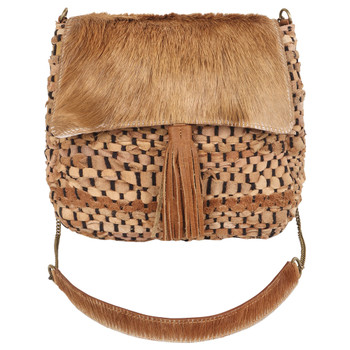 Woven Genuine Leather Crossbody Purse