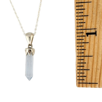 Size of Blue Calcite point pendant.  Size of Blue Calcite point pendant.