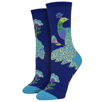 Laurel Burch Intricate Peacocks Blue Women's Socks