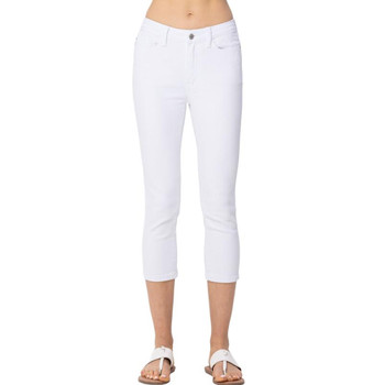 Judy Blue Mid Rise White Capri Jeans