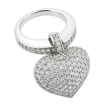 Cubic Zirconia sterling silver, Rhodium-plated ring. 