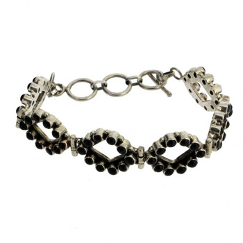 Black Onyx Sterling Silver .925 Gemstone Bracelet Adjustable Semi Precious