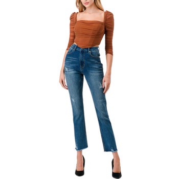 Grace in La Mid-Rise Straight Leg Jeans front view