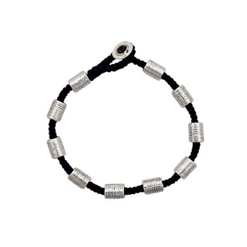 Cylinder Barrel silver alloy beaded bracelet. 