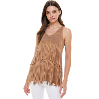 T-Party Stone and Fringe Tank Top
