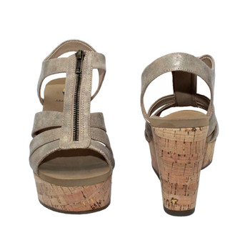 Volatile Footwear - LOREDO - Cork Wedge Sandal front and back view