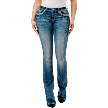 Grace in LA Mid Rise Simple Stitch Boot Cut Jeans front view