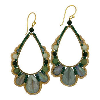 Beaded Thai Crystal Scalloped Earrings