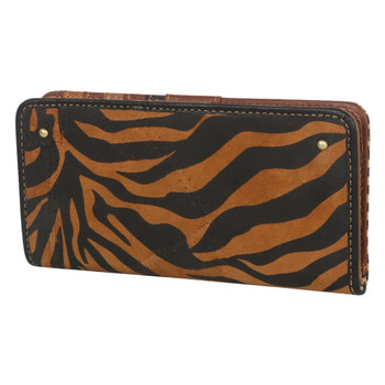 Tiger Stripe Print Genuine Leather Slim Credit Card Wallet