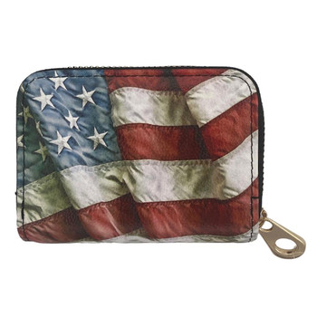 American Flag Zip Around Wallet back side