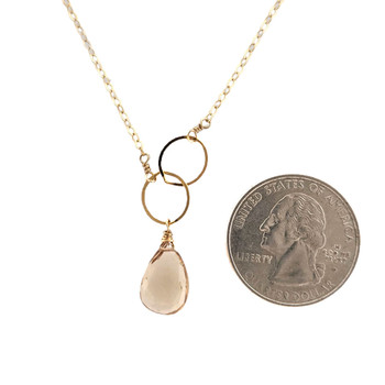 Size of Champagne Quartz asymmetrical gold filled necklace. 