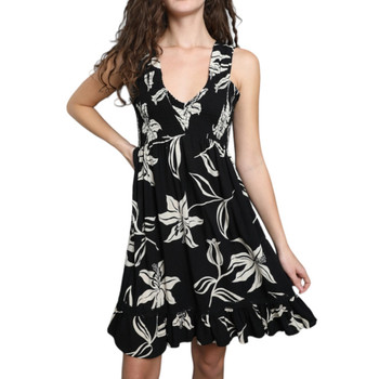 Angie Black Floral Short Dress front view