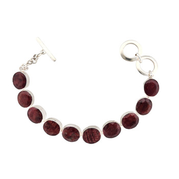 Raw faceted Ruby sterling silver bracelet. 