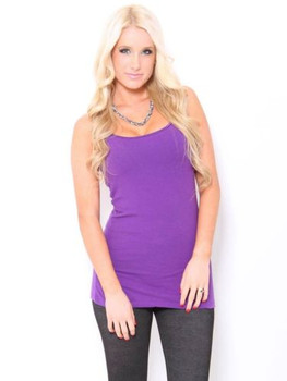 Women's Purple Camisole Tank Top Shirt with built in Bra Shelf