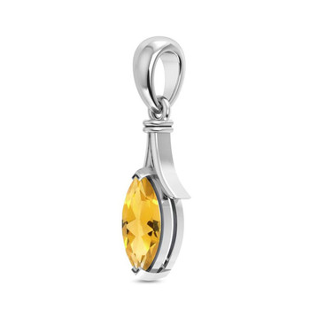 Marquise cut Citrine pendant side view. 