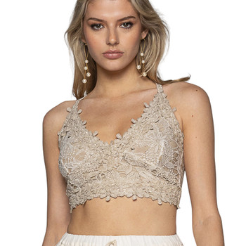  POL Clothing Lace Crop Bralette - Taupe