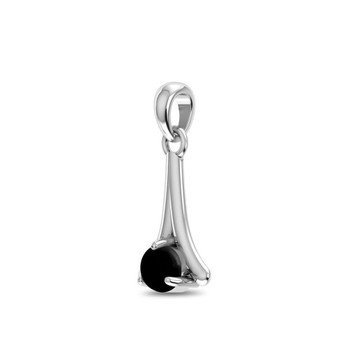 Small black Onyx sterling silvre pendant side view. 