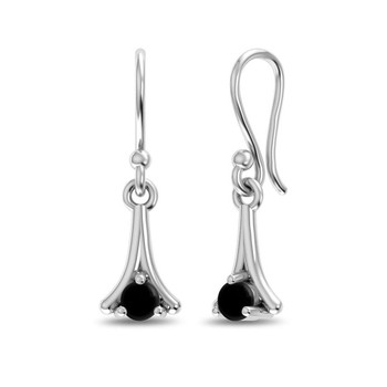 Small dainty black Onyx dangle earrings different view. 