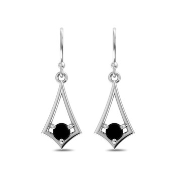 Black Onyx dangle sterling silver earrings. 