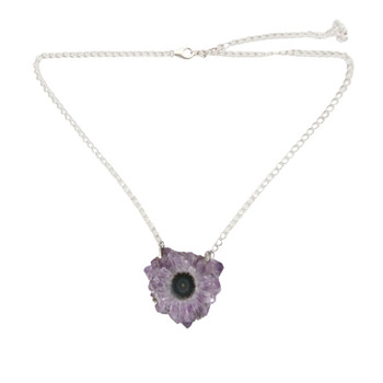 Amethyst Stalactite sterling silver necklace whole chain view.  