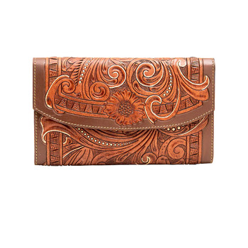 Myra Bag Artrospect genuine hand-tooled leather wallet. 
