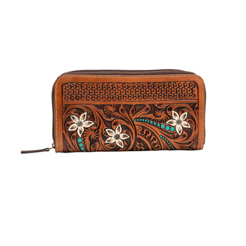 Myra Bag Tittles hand-tooled genuine leather wallet. 