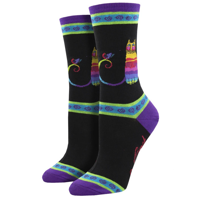 Socksmith Men's Crew Socks Guitars Black Purple Leopard Boutique