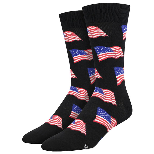 Men's Crew Socks USA American Flag Vintage Blue Purple Leopard Boutique