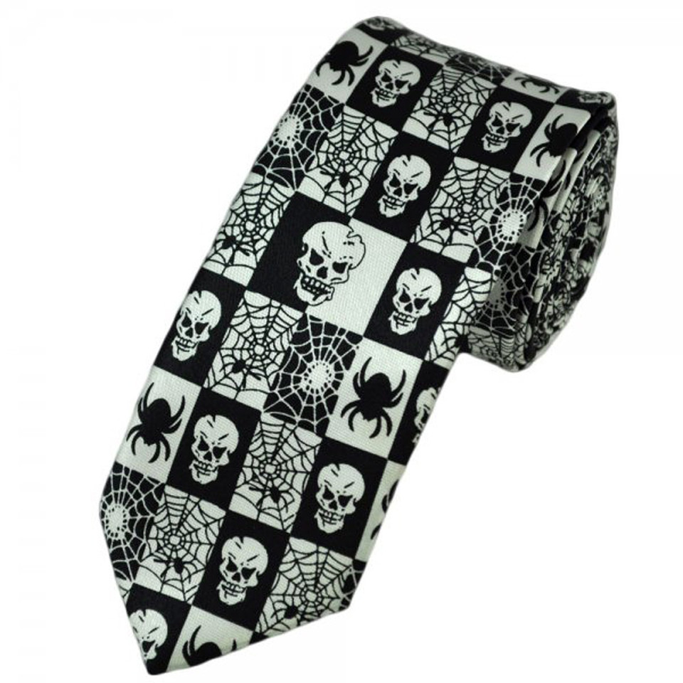 Black Neck Tie with Skulls