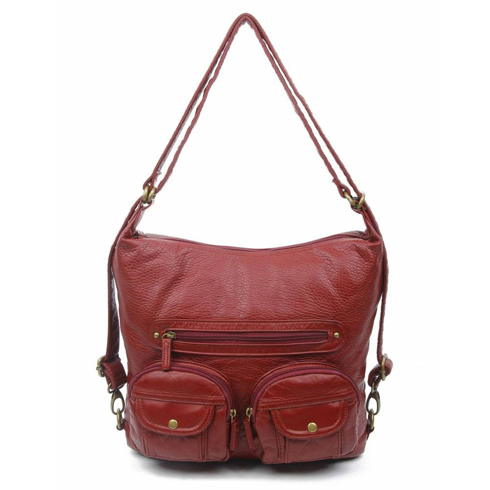 Convertible Crossbody Backpack Purse Burgundy Vegan Leather Shoulder