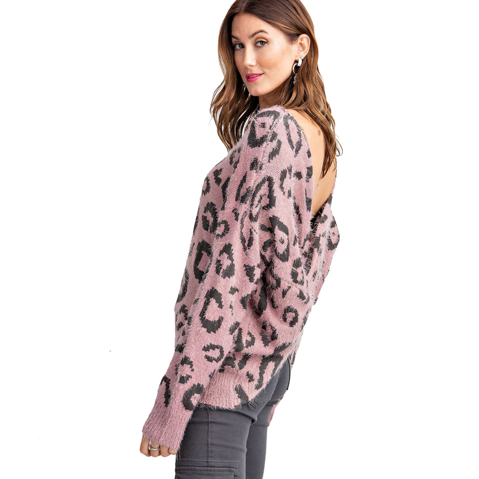 Leopard Print Sleeve Sweater