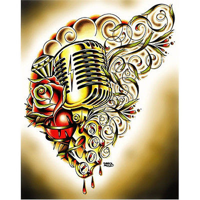 Hart & Soul by Tyler Bredeweg Tattoo Art Print Vintage Microphone