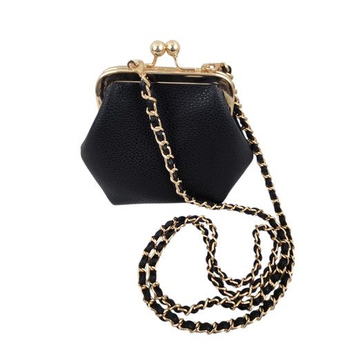 JEN & CO. CLEO BLACK KISS-LOCK CROSSBODY PURSE | PURPLE LEOPARD