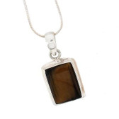 Rectangle Brown Tigers Eye Pendant Sterling Silver Jewelry