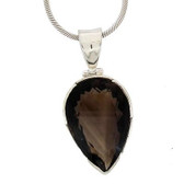 Large Brown Smoky Topaz Sterling Silver .925 Gemstone Faceted Pendant