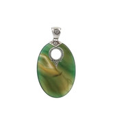 Large green Agate silver pendant.  