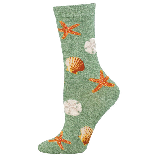 SOCKSMITH WOMEN'S SOCKS SEAS THE DAY SEASHELLS | PURPLE LEOPARD