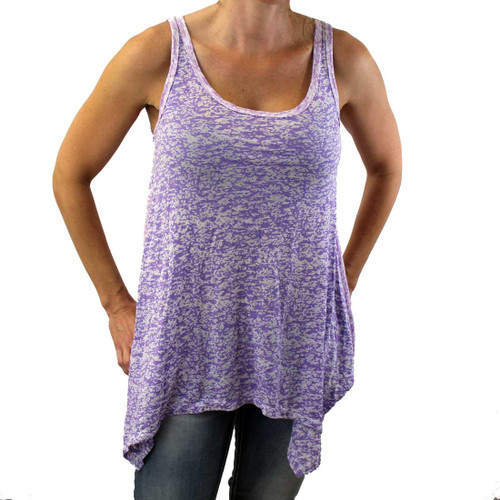 Women's Burnout Purple Tones and White Tank Top Shirt Summer