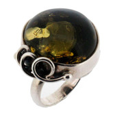 Green Amber cocktail ring.