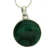 Round Malachite Pendant Sterling Silver