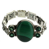 Malachite and green Quartz sterling silver bracelet. 