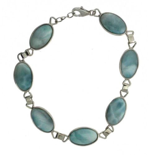 Blue Larimar Bracelet Sterling Silver Jewelry Oval Stones - Purple ...