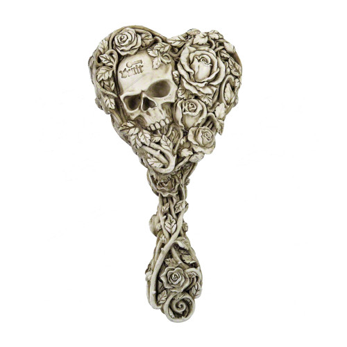Alchemy Gothic Fate of Narcissus Hand Held Mirror Skull & Roses