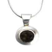 Smoky Topaz small sterling silver pendant. 