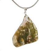 Green Moss Agate sterling silver pendant on chain. 